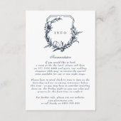 Carte D'accompagnement monogramme floral bleu marine classique (Devant)