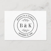 Carte D'accompagnement Monogramme floral botanique Mariage Nom du couple (Dos)