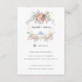 Carte D'accompagnement Monogramme floral | Détails de l'invité Mariage (Devant)