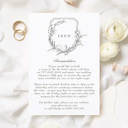 Carte D'accompagnement monogramme floral vintage classique