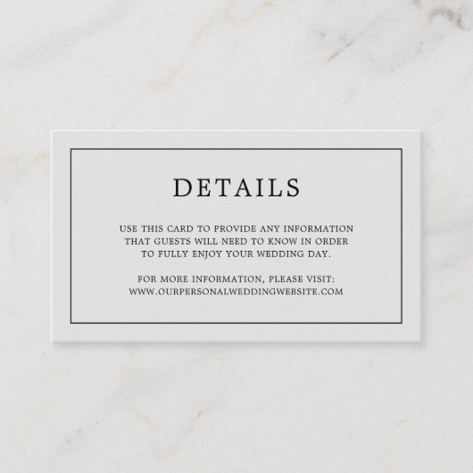 Carte D'accompagnement Monogramme gris clair simple Mariage élégant (Devant)