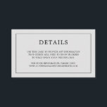 Carte D'accompagnement Monogramme gris clair simple Mariage élégant<br><div class="desc">Simple petite carte de boîtier mariage avec un design moderne mais élégant avec vos détails entourés d'une fine bordure et votre monogramme sur le dos. Tous les éléments de conception sont en noir sur un arrière - plan gris clair et peuvent être changés dans l'outil d'édition de conception. Un design...</div>