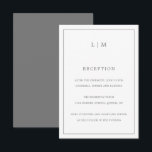 Carte D'accompagnement Monogramme gris foncé simple Mariage élégant<br><div class="desc">Carte Mariage simple avec un design moderne et élégant avec votre monogramme à deux lettres en haut et vos informations de réception entourées d'une fine bordure. Tous les éléments de conception sont gris moyen et peuvent être modifiés dans l'outil d'édition de conception. Un design chic et design qui conviendra à...</div>