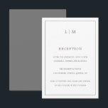 Carte D'accompagnement Monogramme gris foncé simple Mariage élégant<br><div class="desc">Carte Mariage simple avec un design moderne et élégant avec votre monogramme à deux lettres en haut et vos informations de réception entourées d'une fine bordure. Tous les éléments de conception sont gris moyen et peuvent être modifiés dans l'outil d'édition de conception. Un design chic et design qui conviendra à...</div>