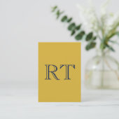 Carte D'accompagnement Monogramme Lettres Initiales Or & Bleu Simple (Debout devant)