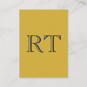 Carte D'accompagnement Monogramme Lettres Initiales Or & Bleu Simple