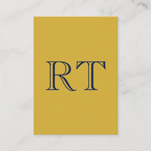 Carte D'accompagnement Monogramme Lettres Initiales Or & Bleu Simple (Devant)