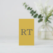 Carte D'accompagnement Monogramme Lettres Initiales Or & Bleu Simple (Debout devant)