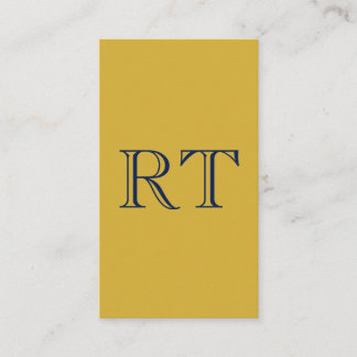 Carte D'accompagnement Monogramme Lettres Initiales Or & Bleu Simple