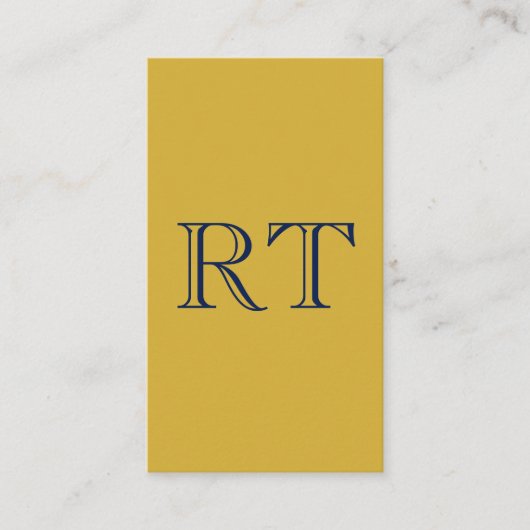 Carte D'accompagnement Monogramme Lettres Initiales Or & Bleu Simple (Devant)