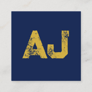 Carte D'accompagnement Monogramme Lettres Initiales Or & Bleu Simple