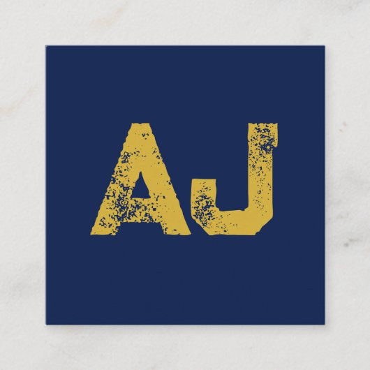 Carte D'accompagnement Monogramme Lettres Initiales Or & Bleu Simple (Devant)