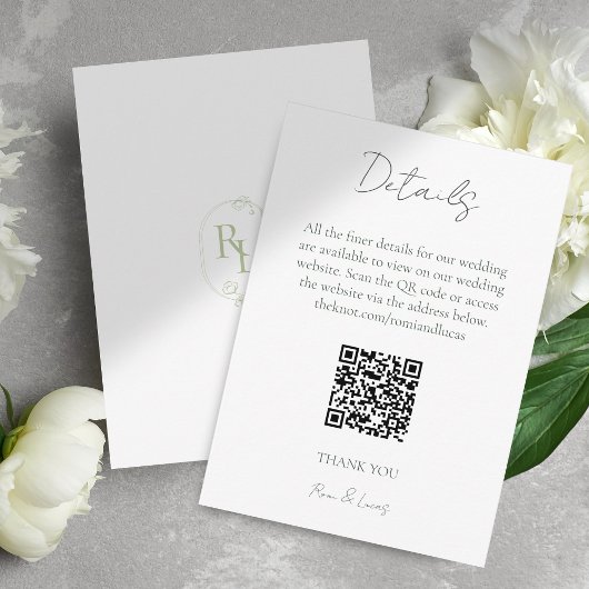 Carte D'accompagnement Monogramme Mariage Finder Détails Code QR