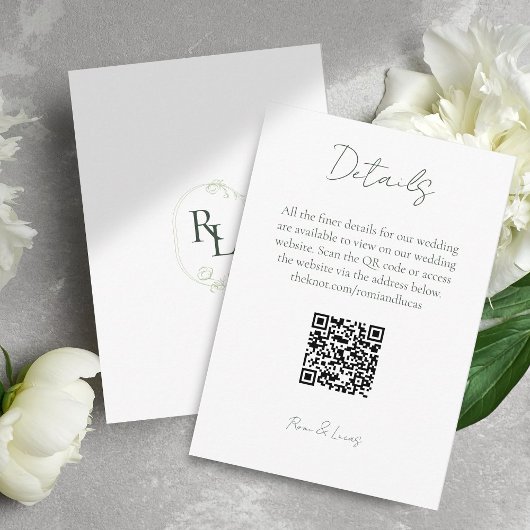 Carte D'accompagnement Monogramme Mariage Finder Détails Code QR