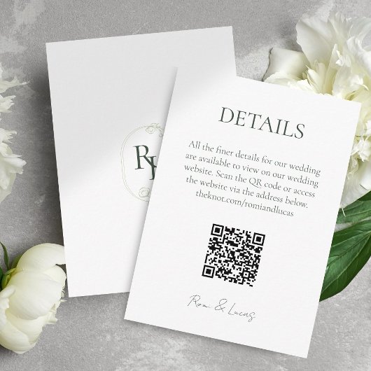 Carte D'accompagnement Monogramme Mariage Finder Détails Code QR