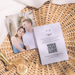 Carte D'accompagnement Monogramme minimaliste QR Code photo mariage RSVP