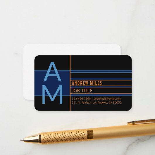 Carte D'accompagnement Monogramme moderne et formes et couleurs modifiabl (Devant/Arrière en situation)