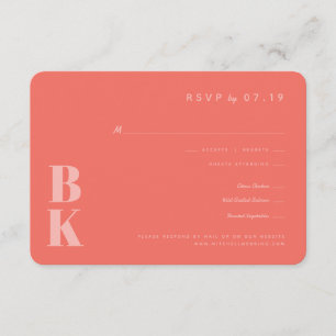 Carte D'accompagnement Monogramme moderne Mariage de corail RSVP