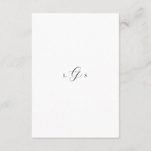 Carte D'accompagnement Monogramme noir et blanc intemporel Mariage élégan (Dos)