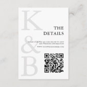 Carte D'accompagnement Monogramme noir et blanc moderne Mariage minimalis (Devant)