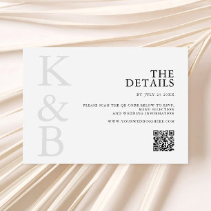 Carte D'accompagnement Monogramme noir et blanc moderne Mariage minimalis