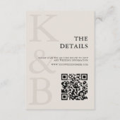 Carte D'accompagnement Monogramme noir et ivoire moderne Mariage minimali (Devant)