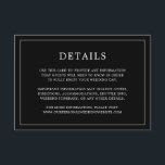 Carte D'accompagnement Monogramme noir simple Mariage élégant<br><div class="desc">Carte d'enceinte mariage simple au design moderne et élégant avec vos détails entourés d'une fine bordure. Tout le texte est en blanc sur un arrière - plan noir. Les polices et les couleurs arrière - plans peuvent être changées en n'importe quelle couleur en cliquant sur le bouton "personnaliser". Un design...</div>