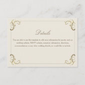 Carte D'accompagnement Monogramme or baroque Détails du Mariage (Devant)