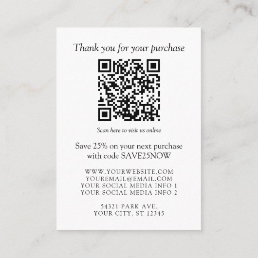 Carte D'accompagnement Monogramme ou ajouter un logo Business QR Code 4 P (Dos)