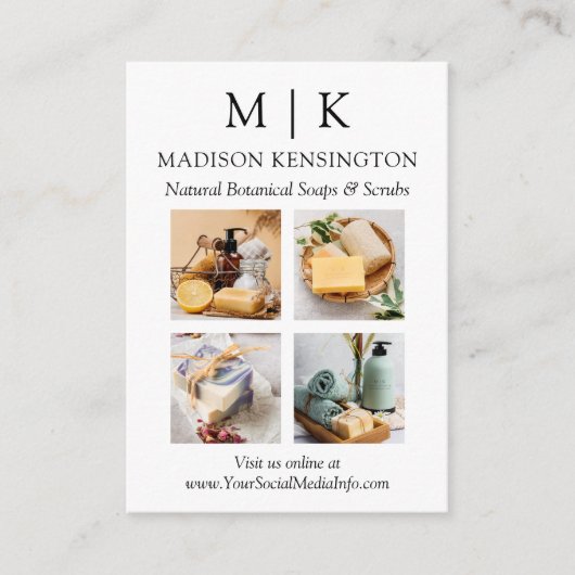 Carte D'accompagnement Monogramme ou ajouter un logo Business QR Code 4 P (Devant)