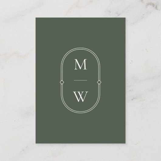 Carte D'accompagnement Monogramme QR Code Moss Green Mariage Website (Dos)