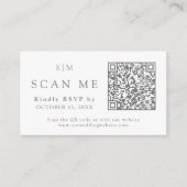 Carte D'accompagnement Monogramme QR Code Site web Mariage floral RSVP (Devant)