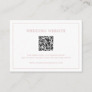 Carte D'accompagnement Monogramme rose clair simple Code QR Mariage éléga