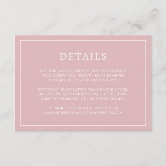 Carte D'accompagnement Monogramme rose clair simple Mariage élégant (Devant)