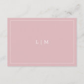 Carte D'accompagnement Monogramme rose clair simple Mariage élégant (Dos)