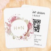 Carte D'accompagnement Monogramme rose moderne RSVP avec code QR