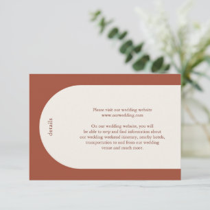 Carte D'accompagnement Monogramme rouille simple Arche Boho Mariage moder
