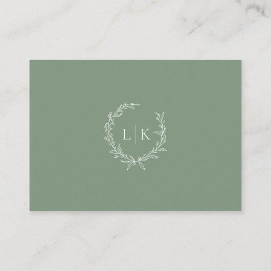Carte D'accompagnement Monogramme Sage Green Détails Mariage (Dos)
