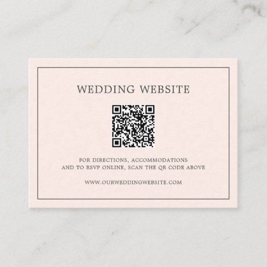 Carte D'accompagnement Monogramme simple code QR rose blush Mariage éléga (Devant)