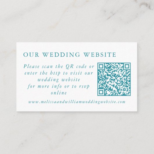 Carte D'accompagnement Monogramme Verre de mer Turquoise or QR Code Maria (Dos)