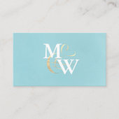 Carte D'accompagnement Monogramme Verre de mer Turquoise or QR Code Maria (Devant)