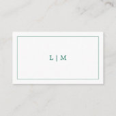 Carte D'accompagnement Monogramme vert émeraude simple Mariage élégant (Dos)