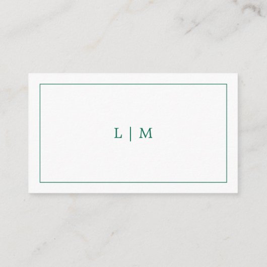 Carte D'accompagnement Monogramme vert émeraude simple Mariage élégant (Dos)