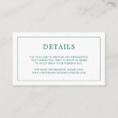 Carte D'accompagnement Monogramme vert émeraude simple Mariage élégant (Devant)
