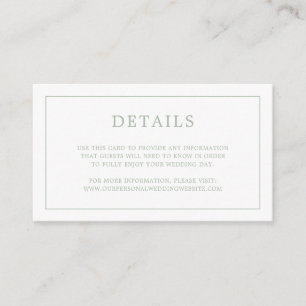 Carte D'accompagnement Monogramme Vert Sage Simple Mariage élégant