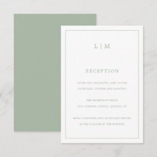 Carte D'accompagnement Monogramme Vert Sage Simple Mariage élégant