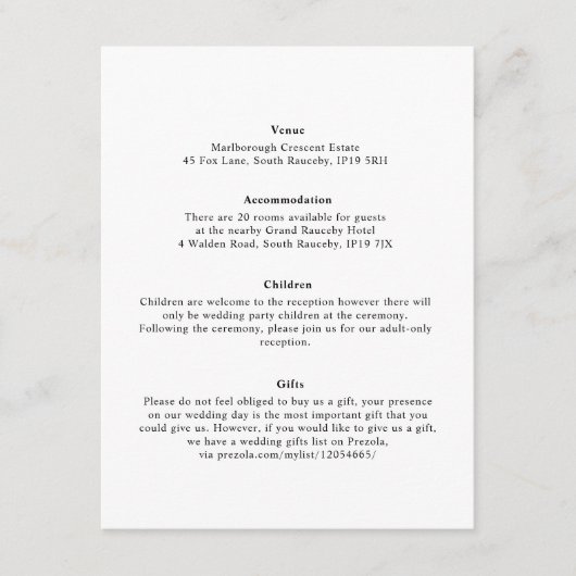 Carte D'accompagnement Monogrammes floraux minimaux élégants (Devant)