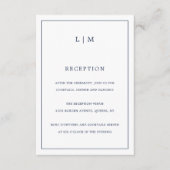 Carte D'accompagnement Monographie bleu marine simple Mariage élégant (Devant)