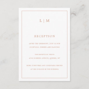 Carte D'accompagnement Monographie rose Rose simple Mariage élégant