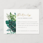 Carte D'accompagnement Monstera Tropical Green Foliage Détails Mariage En (Devant)
